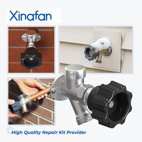 All In One Wall Hydrant Service Kit For Outdoor Faucets With Vacuum Breaker Included And Easy Replacement Handle Part Fits 500 400 300 Series Outdoor Faucet Repair Kit And Accessories, metal wall hydrant with black handle