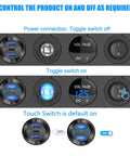 4 In 1 12V USB Outlet Marine Switch Panel Kit with PD3.0 and Dual QC3.0 ports, toggle and voltmeter view