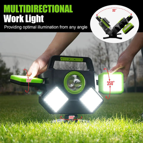 Rechargeable 55W Magnetic Work Light With 5000 Lumens Pro Grade Foldable 360 Degree Rotatable LED in outdoor use