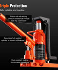 Heavy Duty 10 Ton Hydraulic Toe Jack For Pickup Trucks And Vans With Seamless Steel Frame showing piston rod and welded cylinder.