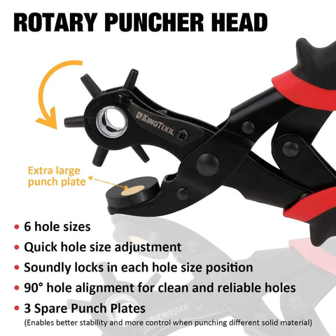 Close-up of Heavy Duty Leather Hole Punch Set With Rotary Puncher and extra large punch plate