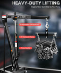 Heavy Duty 2 Ton Hydraulic Engine Hoist With Lever Folding Cherry Picker 6 Locking Wheels 4 Boom Positions Lifts Car Engines