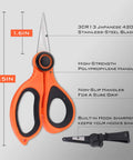 Paradox 5.5 Inch Fishing Scissors With Serrated 3CR13 Japanese 420 Stainless Blades For Braided Line Mono And Fluorocarbon In Freshwater And Saltwater No Fuss Lightweight Durable Handle For Easy On The Go Cuts, orange handle with black grip