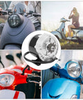 Collage of scooters with a 350W 12V DC Brushed Motor With 9T Gear Reduction for DIY electric bicycle and scooter at center.