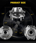 2 Pack Front Wheel Hub And Bearing Assembly Fits Altima 2007 To 2018, Maxima 2009 To 2023, dimensions display, metal construction