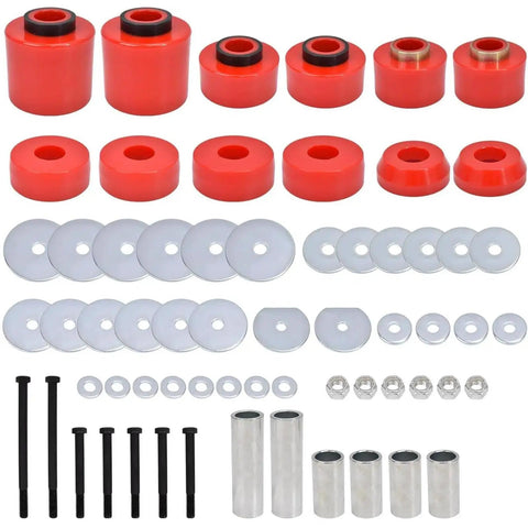 Premium Polyurethane Body Mount Bushing Kit For 1980 1998 Ford F150 F250 F350 2WD 4WD Cab Mounts Red Restores Alignment And Rigidity