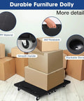 Heavy Furniture Moving Dollies with Wheels, 2 Set, shown with cardboard boxes, highlighting 4-wheel design and smooth handle features.