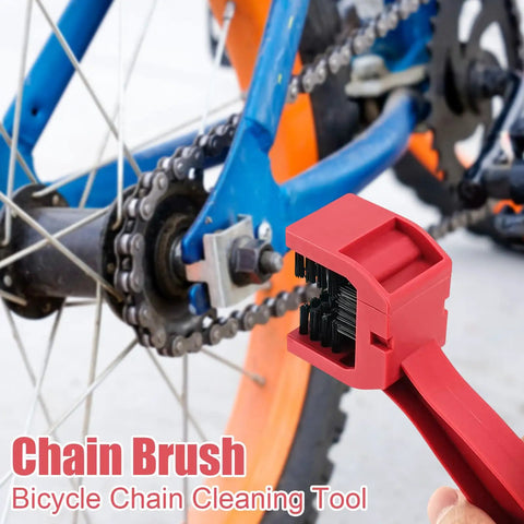 Bike And Motorcycle Chain Cleaning Tool Set 5 Piece Kit Pro Grade With Sprocket Scraper Sprocket Brush and chain brush on rear wheel