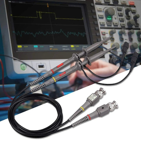 Universal Oscilloscope Probe Kit With 100MHz Clip Probes And BNC To Minigrabber Test Leads For 10 To 1 And 1 To 1 Switchable Bandwidth