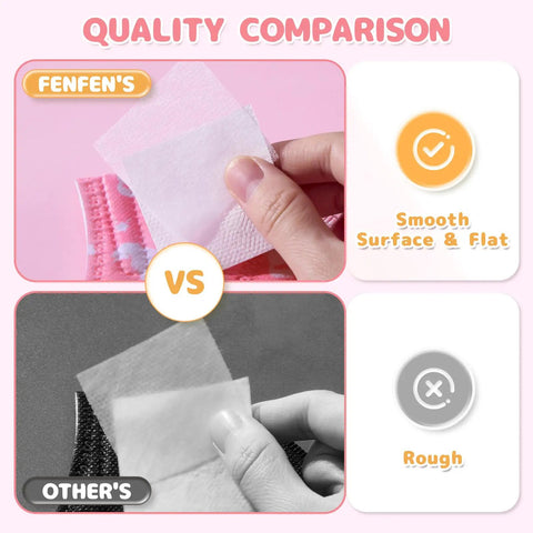 Quality comparison of Kid Friendly KN95 Face Mask Disposable Unicorn Design for Ages 4-12 showing smooth vs rough texture.