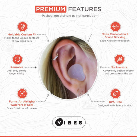 Close-up of ear using Custom Moldable Silicone Ear Plugs For Sleep And Travel, with waterproof design and noise blocking features.