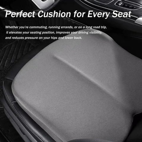 Premium Black Car Booster Seat Cushion For Mini John Cooper Works Electric 2025 And 2026 Non Slip Driver Height Boost Mat close-up on car seat