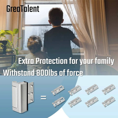 2 Pack Home Security Door Reinforcement Lock Childproof Aluminum Frame Lock Heavy Duty 800 Lbs Rated Easy Install Prevent Unauthorized Entry Silver Finish Keeps Kids Safe and Intruders Out