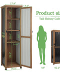 62 Inch Tall Narrow Outdoor Storage Cabinet With Metal Top Waterproof All Weather Storage Unit dimensions diagram with shelves open
