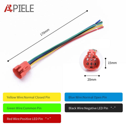 Wiring diagram for 19mm Latching Push Button Switch With Angel Eye LED Halo Ring 12V DC Blue 1NO1NC SPDT Metal Body With Wire Socket