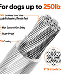 Close-up of 5mm stainless steel wire construction for 15Ft Reflective Tie Out Cable For Dogs Up To 250 Pounds, PVC coating detail