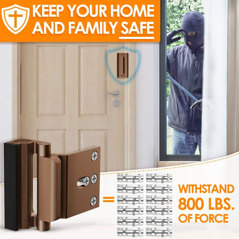 Heavy Duty Door Reinforcement Lock For Home Security With 3 Inch Stop And 800 Pound Force Kid Safe Childproof Door Latch Guard For Inward Swinging Front Doors Night Lock Upgrade To Prevent Unauthorized Entry