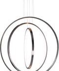Top Shelf Three Ring Led Pendant Light Featuring A Slick Brushed Gunmetal Finish And Heavy Duty Stainless Steel Body Made To Hit Different and give your space that clean vibe, showcasing three rings in a modern design.