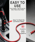 Rock Solid Heavy Duty Male Cigarette Lighter Plug With Led Indicator And 15 Amp Safety Fuse Built Tough Power Cord with LED light in car.
