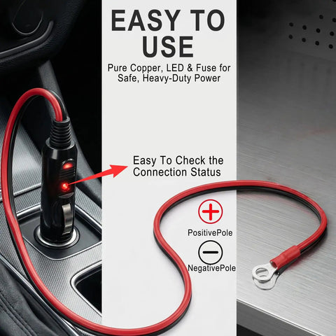 Rock Solid Heavy Duty Male Cigarette Lighter Plug With Led Indicator And 15 Amp Safety Fuse Built Tough Power Cord with LED light in car.