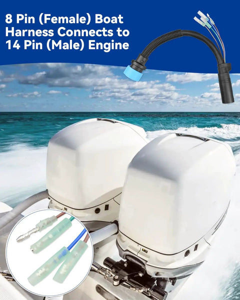 Outboard Ignition Wiring Harness Adapter 8 Pin To 14 Pin For Mercury Mariner Quicksilver Mercruiser showing connection detail