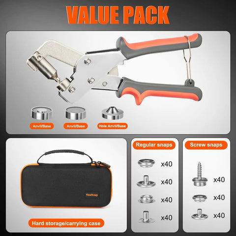Heavy Duty Snap Fastener Tool Kit With Case Must Have Pro Grade 80 Sets Stainless Steel Snaps Replacement Kit for DIY Projects