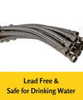 10 Pack 16 Inch Stainless Steel Braided Faucet Hose Connectors Set Must Have 3 Eighths Inch Compression To One Half Inch FIP Lead Free Safe For Kitchen And Bathroom Durable Easy Install Flexible Water Supply Lines.