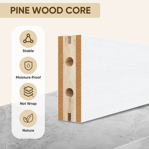 Cross-section of Mirror Barn Door 34x84 Inches With 6 Foot Sliding Door Hardware Kit Included, Solid Wood Core With Waterproof PVC Surface.