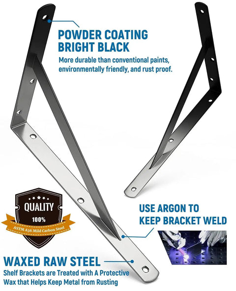 Eight Pack Heavy Duty L Shelf Brackets Built Like Iron For Zero Hassle Installations Straight Up Solid Wall Mount Supports For Floating Shelves Perfect For A Sick Room Upgrade With All Necessary Mounting Hardware