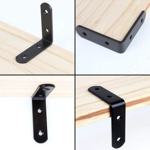 30 Pack Tough As Nails L Brackets Corner Braces For Wood 2.5 Inch Matte Black Cast Iron right angle metal fasteners on wood
