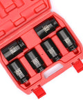 Heavy Duty Six-Piece One-Half Inch Drive Deep Impact Socket Set, Six Point CR-MO Steel, 30-36mm sizes in blow mold case