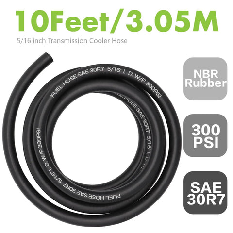 Beefed Up Five Sixteenth Inch ID Fuel Line Hose For Gas Diesel Oil SAE 30R7 NBR High Pressure 300 PSI 10 Ft Length