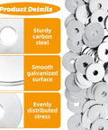 Bulk 400 Piece Flat Washers Zinc Plated Carbon Steel 6 Mm ID By 25 Mm OD By 1.5 Mm Thick Fender Washers for screws and bolts