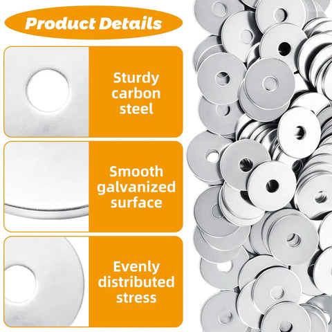 Bulk 400 Piece Flat Washers Zinc Plated Carbon Steel 6 Mm ID By 25 Mm OD By 1.5 Mm Thick Fender Washers for screws and bolts