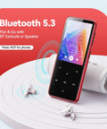 64GB MP3 Player With Bluetooth And Built In Speaker M3 2.4 Inch Portable Music Player on table with Bluetooth 5.3 display