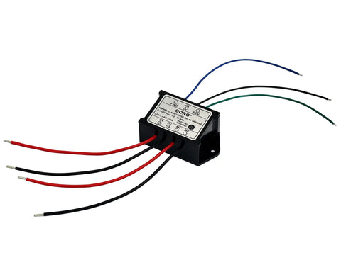Forward and Reverse Relay Module for Motor and Linear Actuator, showing wires and compact design for DC 24V motors.