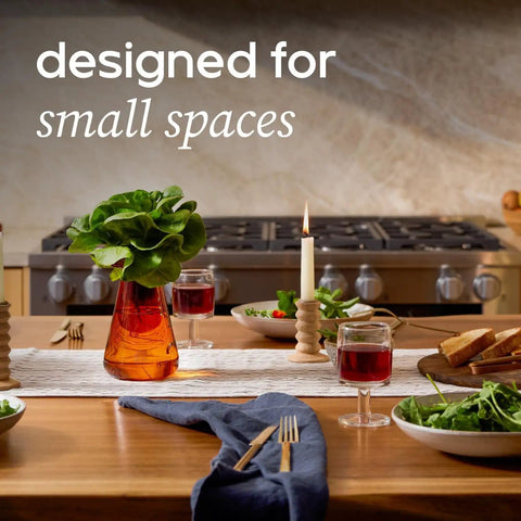 Countertop Hydroponic Garden Kit With LED Grow Light for Indoor Herbs and Lettuce on dining table, space-saving design
