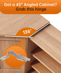 2 Pack 45 Degree Corner Cabinet Hinges For Frameless Diagonal Wall Cabinets in use on 135° angled wooden cabinet