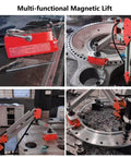 Rock Solid Heavy Duty Magnetic Lifter With Release Handle For Flat Plate Steel And Round Bar used in workshop lifting metal.