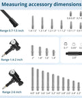 Measuring accessory dimensions for Precision Dial Bore Gauge 0.7 To 6 Inch Range With 6 Inch Depth, 0.0005 Inch Accuracy