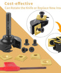 Slab Flattening Router Bit With Two Plus Two Carbide Inserts, One Quarter Inch Shank, One And Three Eighths Inch Cutting Diameter