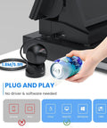 Hands Free 2D Barcode Scanner With USB Desktop Connection Omnidirectional QR Code Reader shown scanning a can at POS