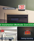 Go-To Red Green LED Exit Sign Light With Battery Backup Emergency Lighting Switchable Color UL Listed 120 277V in different mounts