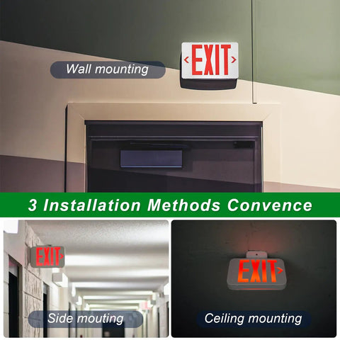 Go-To Red Green LED Exit Sign Light With Battery Backup Emergency Lighting Switchable Color UL Listed 120 277V in different mounts