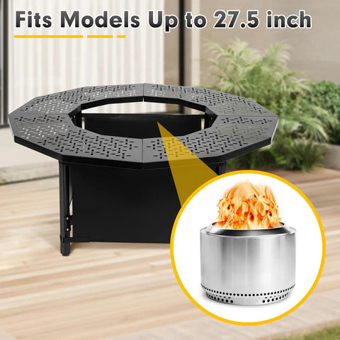 48 Inch Fire Pit Surround Tabletop For Solo Stove Bonfire And Wood Burning Pits, 28.4 Inch Inner Diameter, Coated Metal