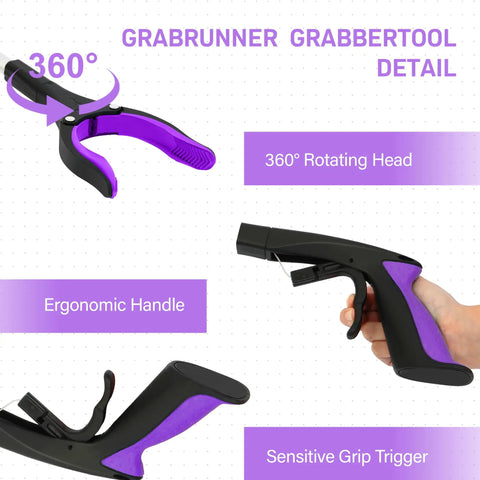 32 Inch Reacher Grabber Tool With Magnetic Swivel Head, Heavy Duty Pick Up Stick For Seniors And Quick Trash Cleanup, Long Reach Helper For Litter, Post Surgery Recovery, Purple Gift Idea