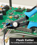 Precision Flush Wire Cutters With Stripping, Slim Diagonal Cutters, cutting wires on circuit board, non slip grip