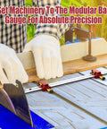 Hands adjusting Nail Every Measure With This Straight Up 3 In 1 Modular Bar Gauge For Woodworking on a table saw.
