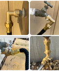 90 Degree Garden Hose Elbow Adapter 2 Pack Quick Connect Brass Fittings For Hose Male To Female Hassle Free Setup Works With Pressure Regulators Durable Solid Brass mounted on hose spigots