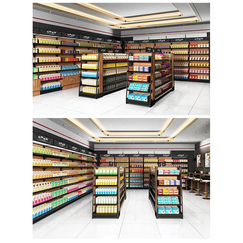 Badass Five Tier Heavy Duty Storage Shelves Metal Shelving Unit With Fully Adjustable Shelves Built Damn Tough For Garage Warehouse Kitchen Storage Rack in a commercial setting with various products organized.